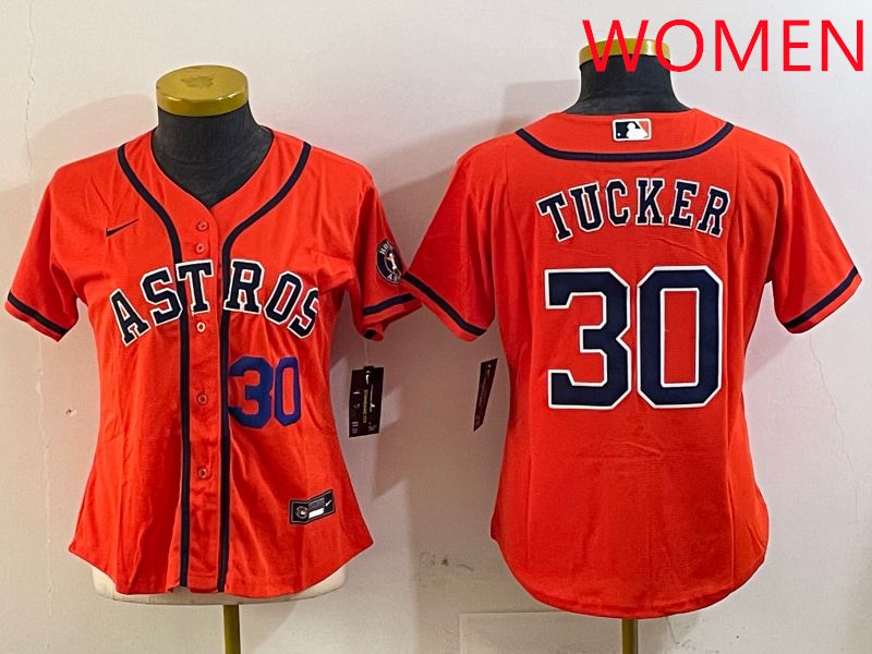 Women Houston Astros 30 Tucker Orange Game 2025 Nike MLB Jersey style 2